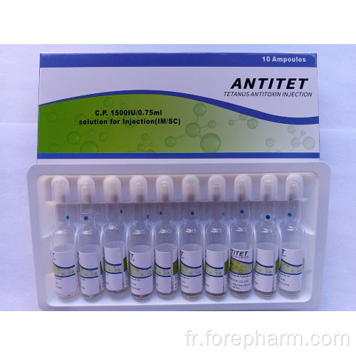 Injection antitoxine du tétanos 1500IU / 0,75 ml pour l&#39;homme